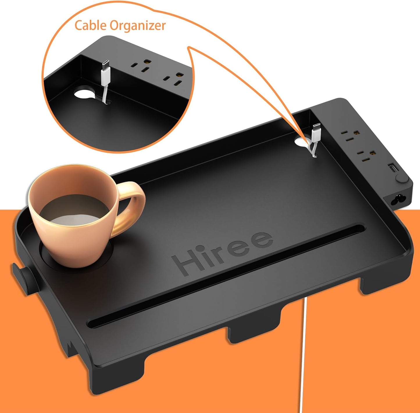 Clip on charging bedside shelf for dorm bed