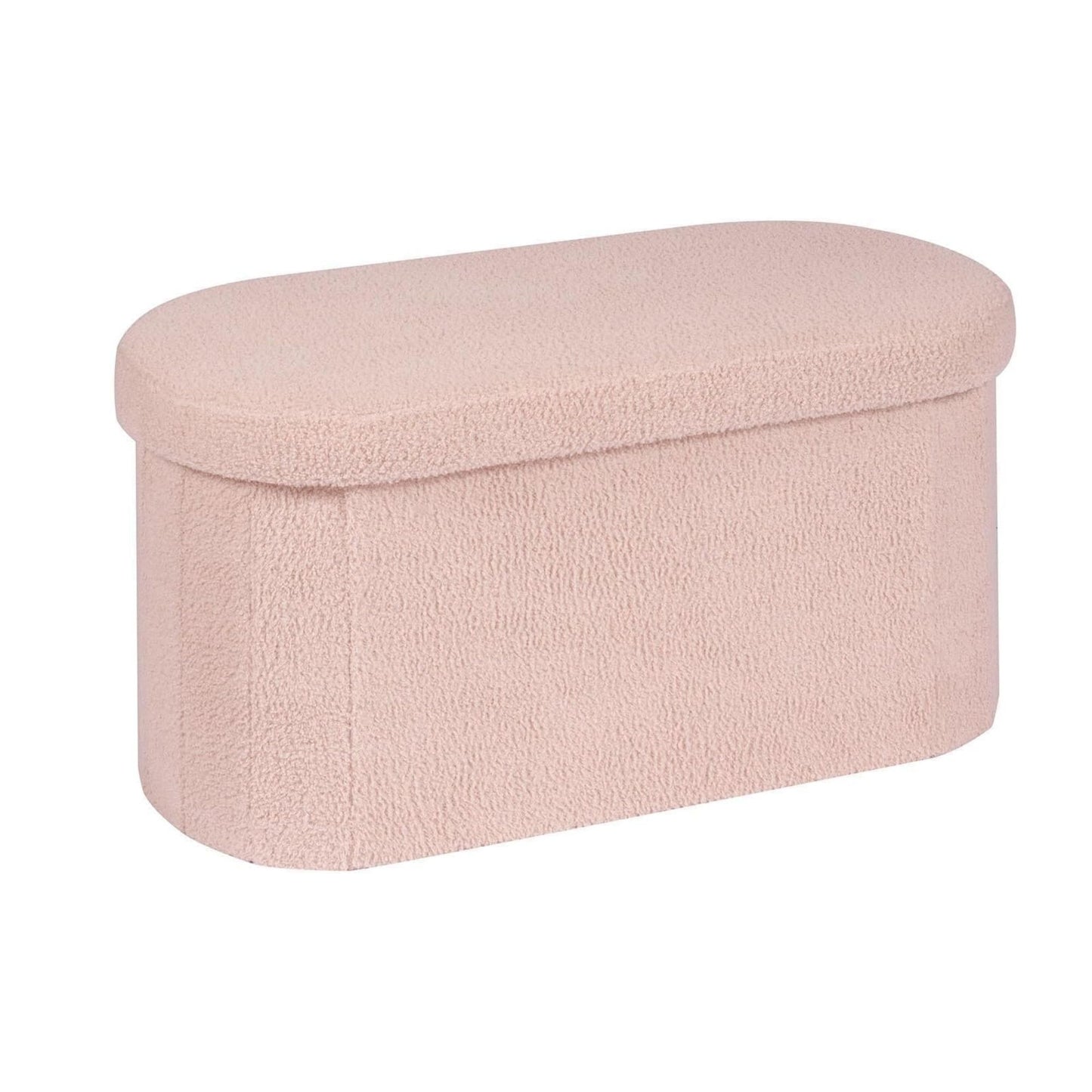 Pink cushioned storage bench for dorm