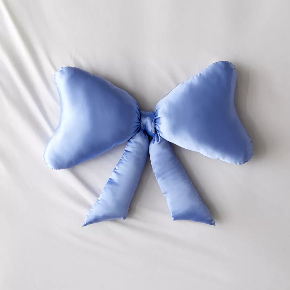 blue dorm bow throw pillow