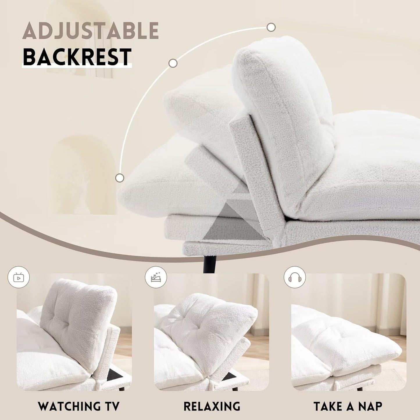 Dorm space saving sleeper tufted couch