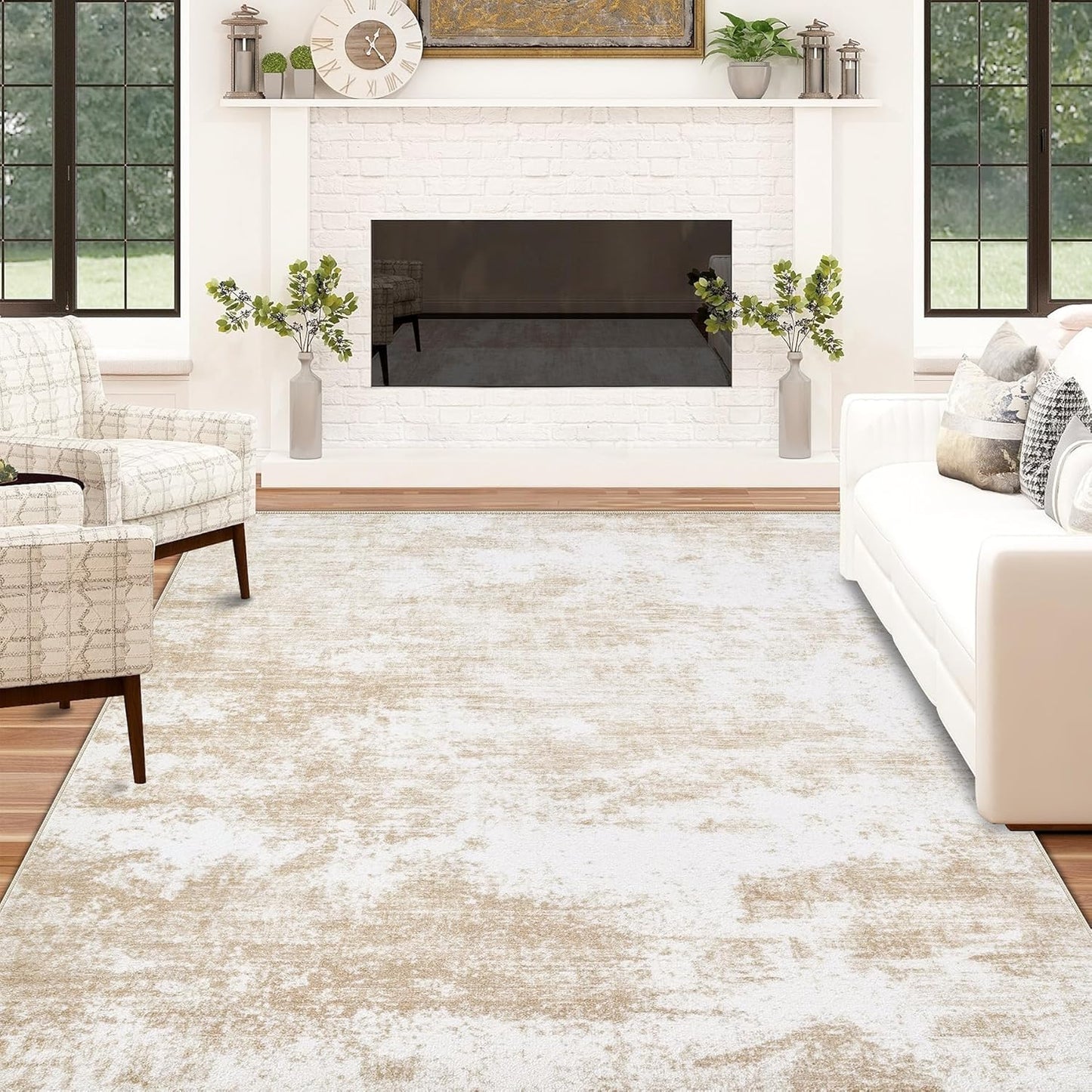 Dorm gold and ivory rug