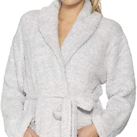 Fluffy Barefoot Dreams cozy dorm robe.