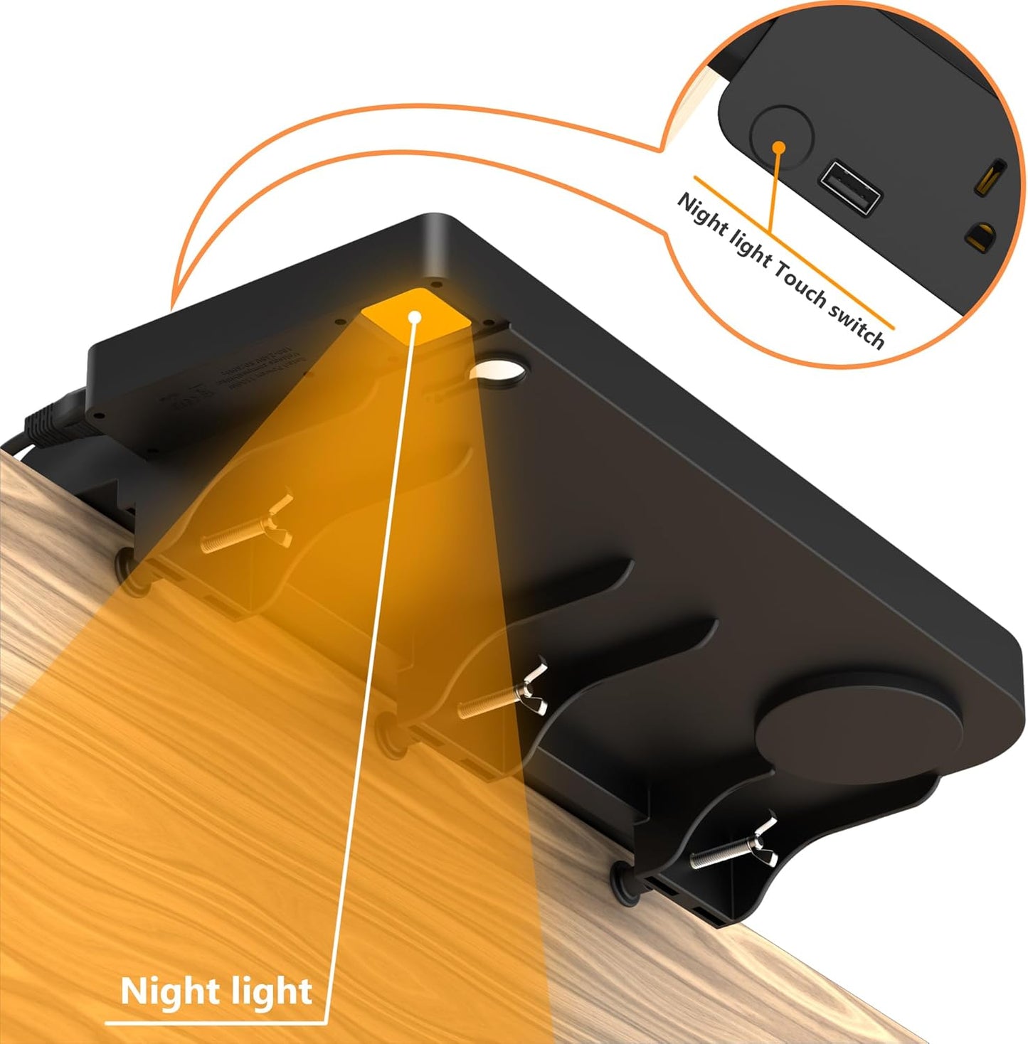Clip on charging bedside shelf for dorm bed