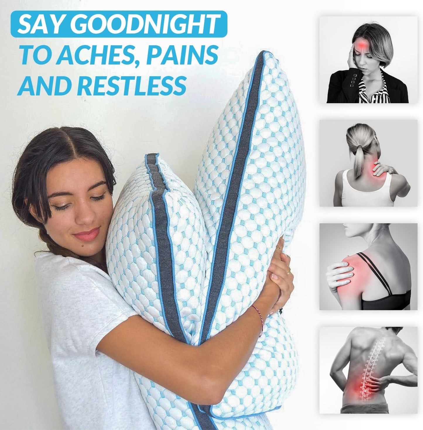 Ultra-cooling gel-infused Coldest Pillow with breathable cover, ideal for hot dorm rooms and to relieve aches.