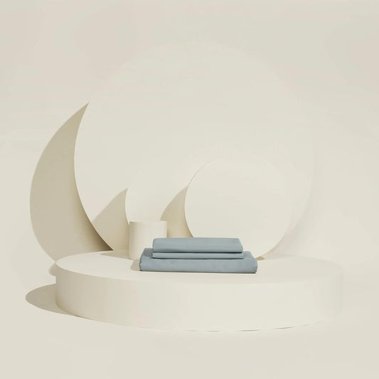 Twin XL artic blue cooling sheets by Slumber Cloud with NASA temperature-regulating technology — ideal for dorm beds