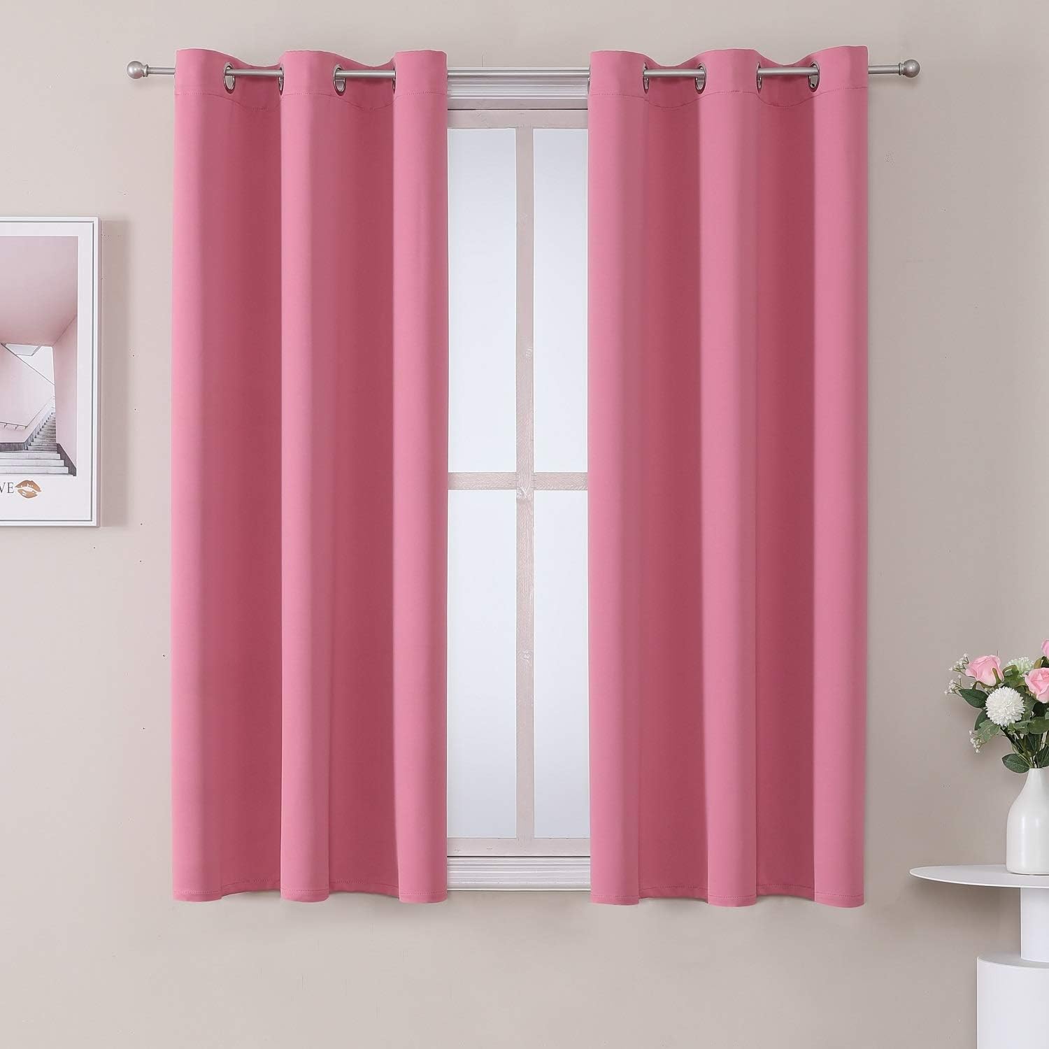 Pink dorm curtains