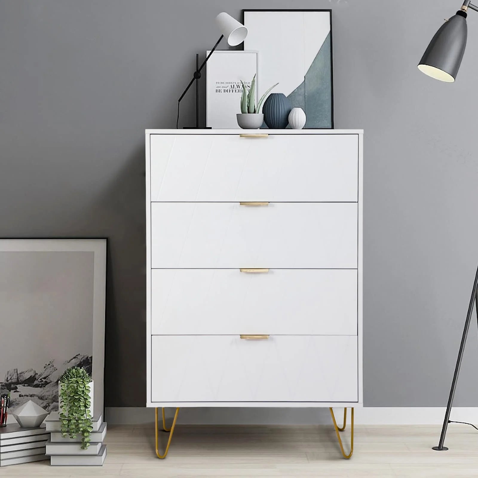 Chest of 4 drawers for dorm in white