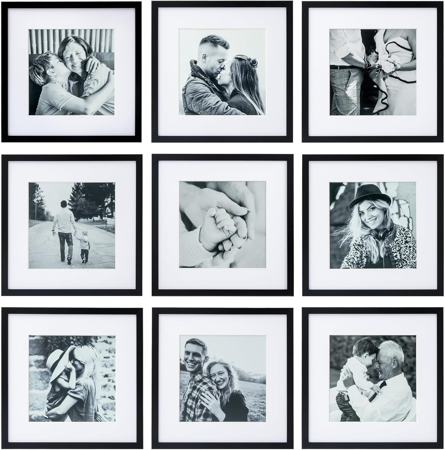 Set of 9 frames 12x12 in black