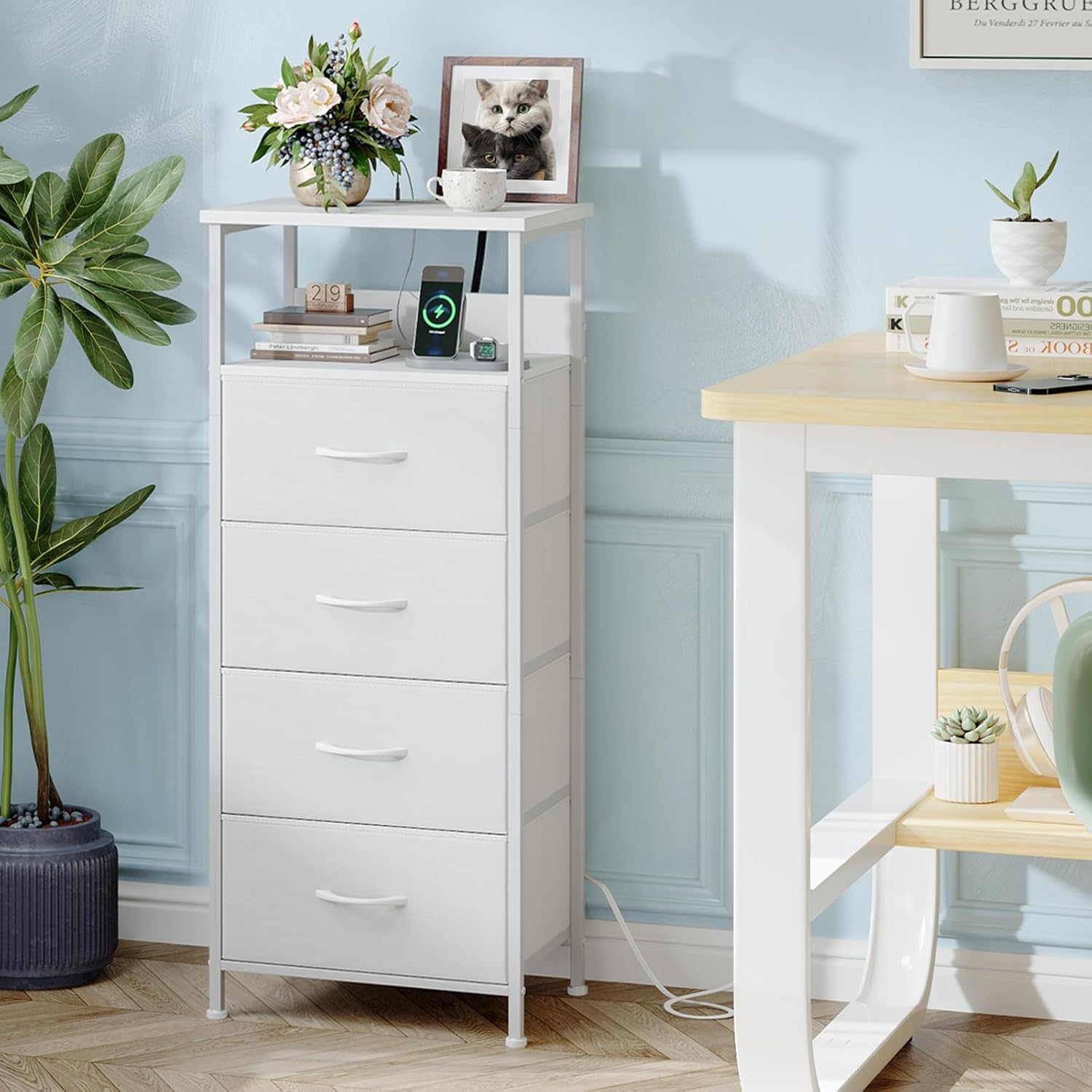 Dorm 4-drawer nightstand in white