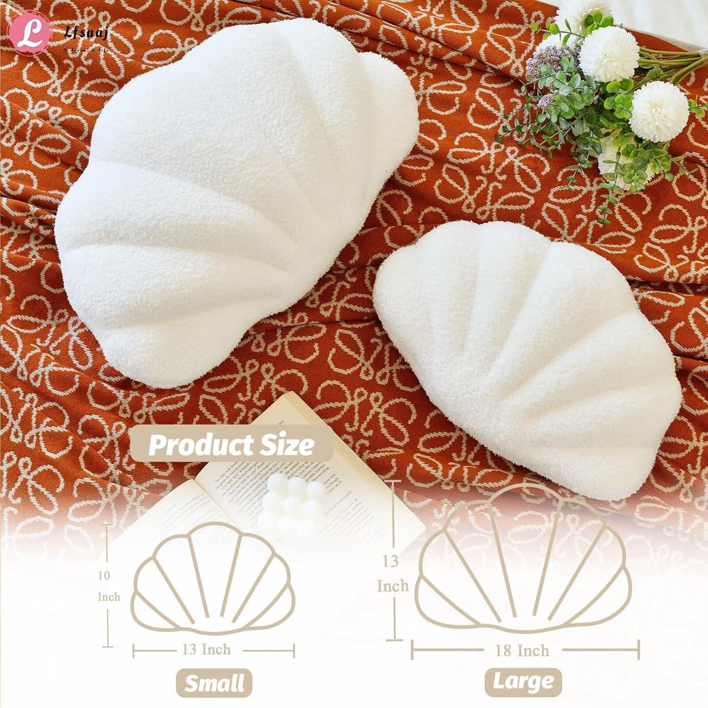 THROW PILLOW: Shaped Ivory Boucle Shell