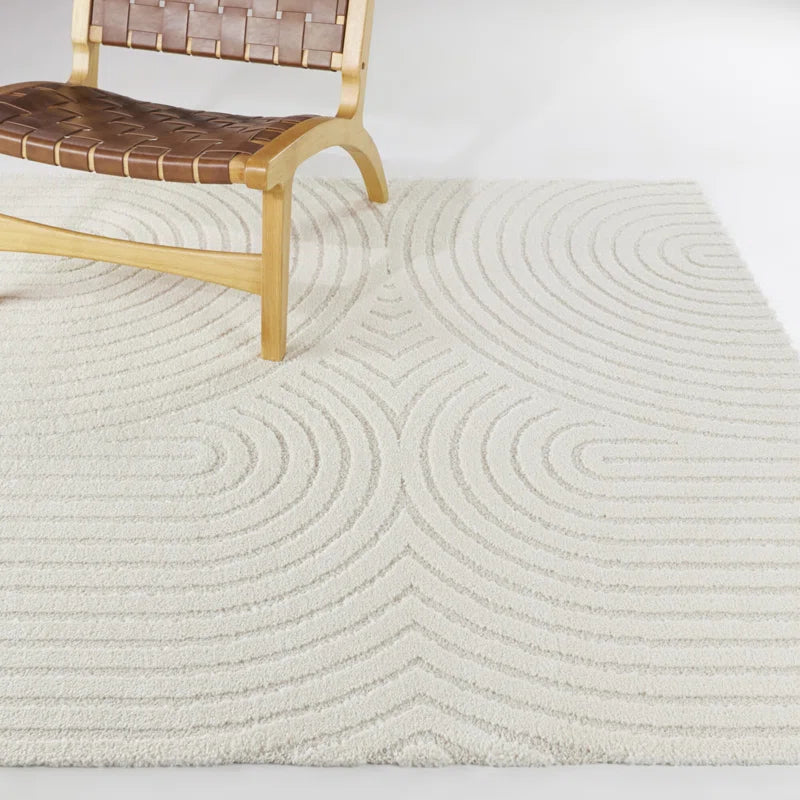 Cream Modern Geometric Area Rug for dorm.