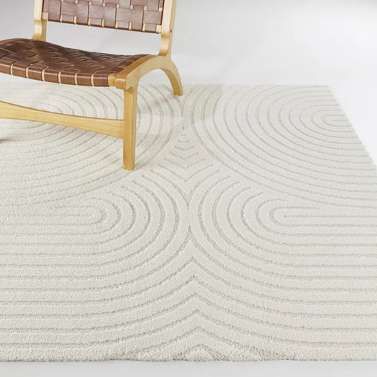 Cream Modern Geometric Area Rug for dorm.