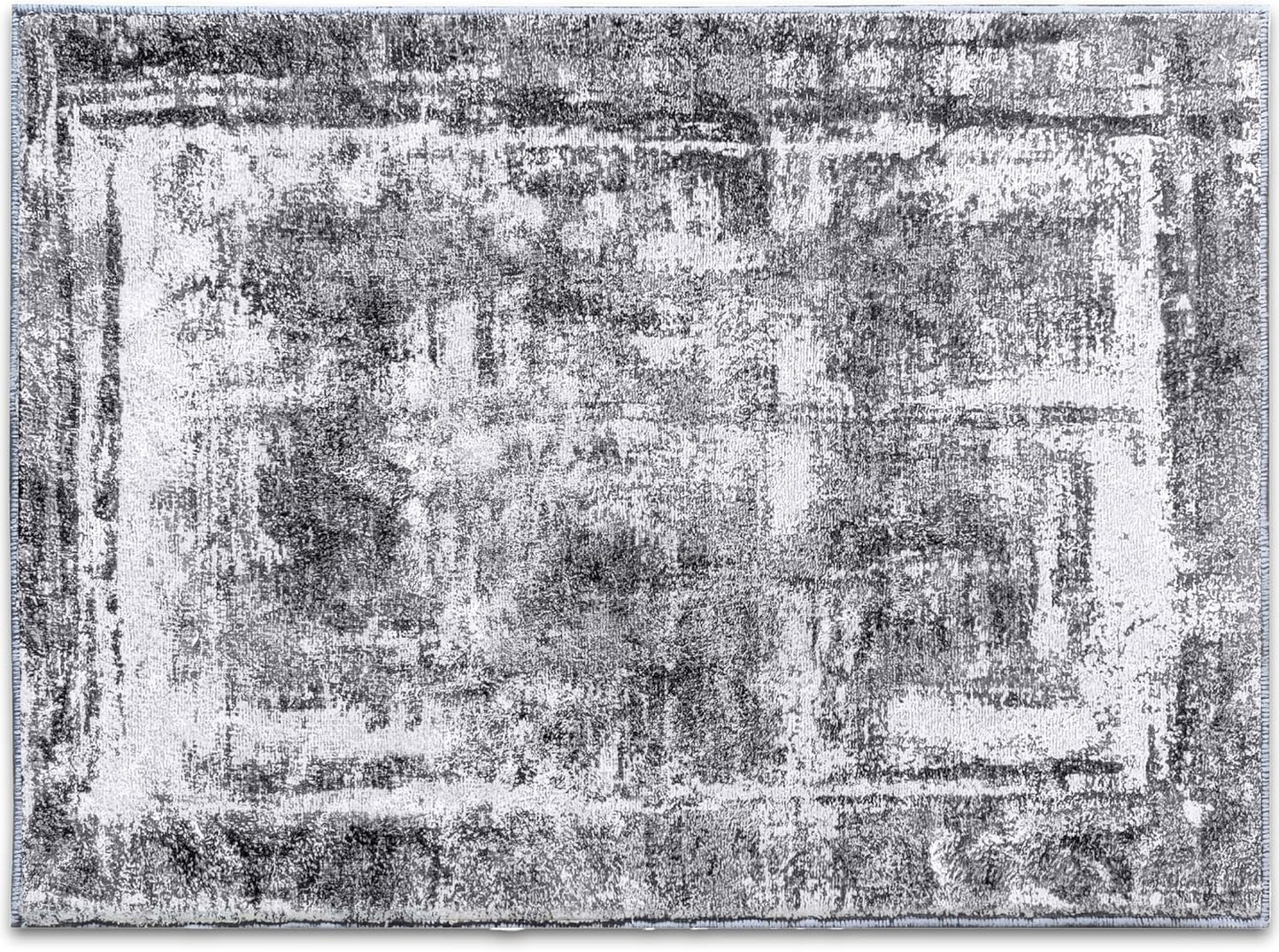 Shades of grey abstract rug for dorm living. 