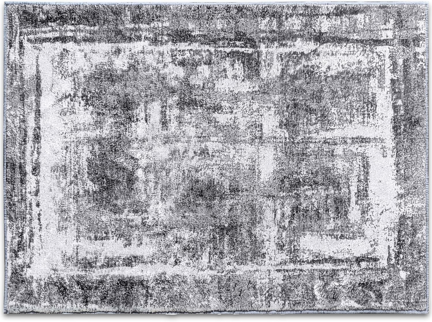 Shades of grey abstract rug for dorm living. 