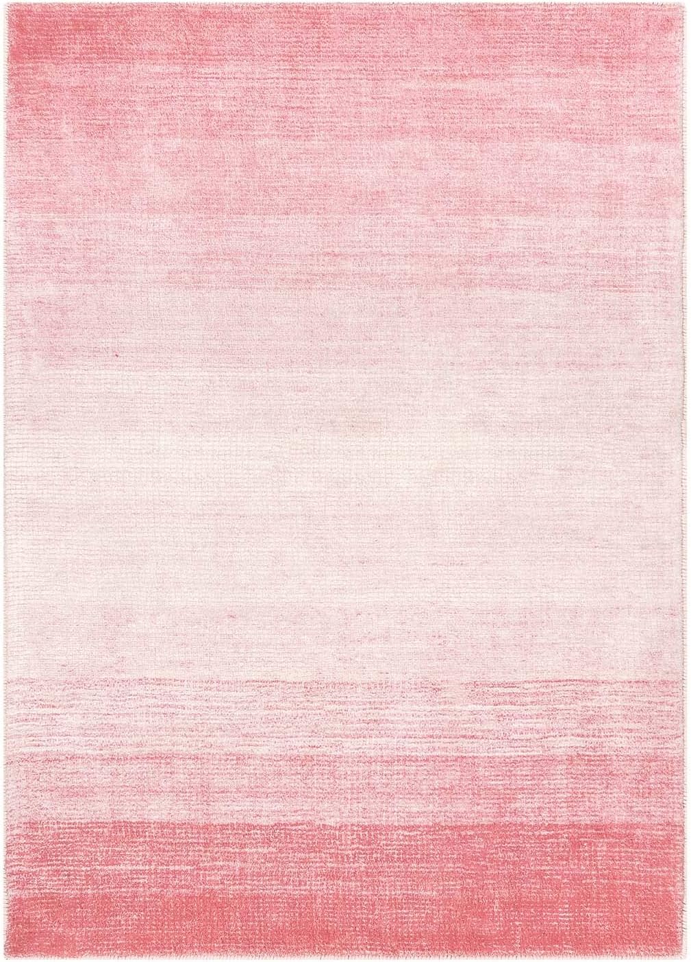 Pink ombré washable rug for a dorm room.