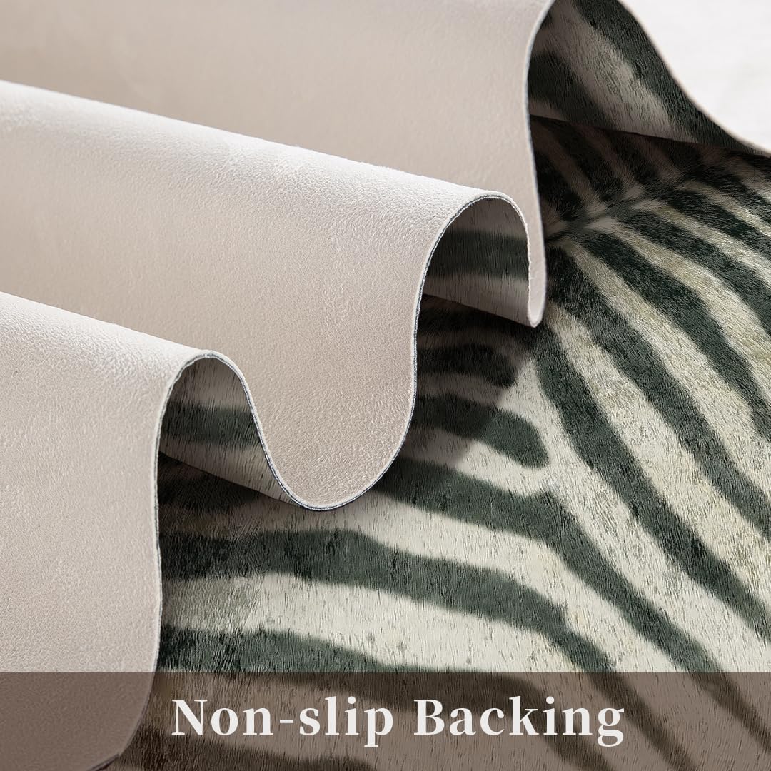 Faux zebra hide rug side view