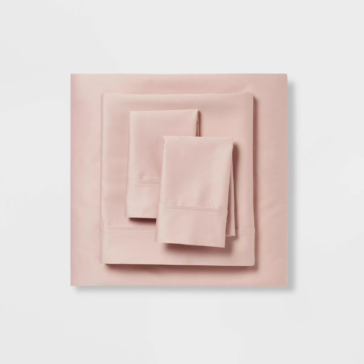 100% cotton, Target 400 thread count, sateen twin xl dorm sheets in blush