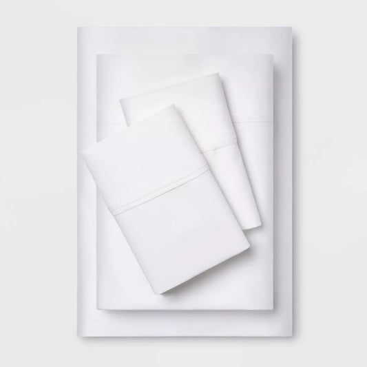 100% cotton, Target 400 thread count, sateen twin xl dorm sheets in cream