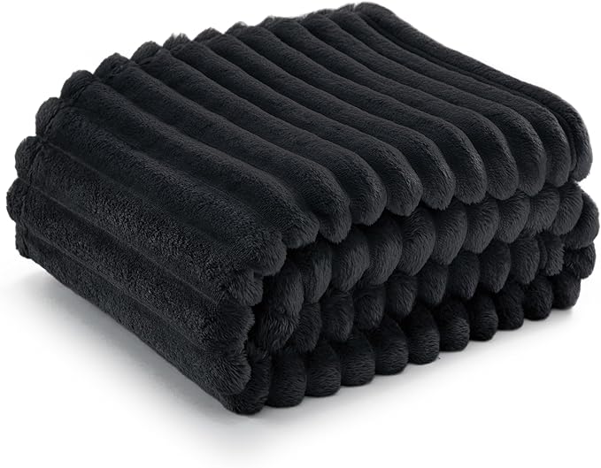 Dorm throw blanket black minky
