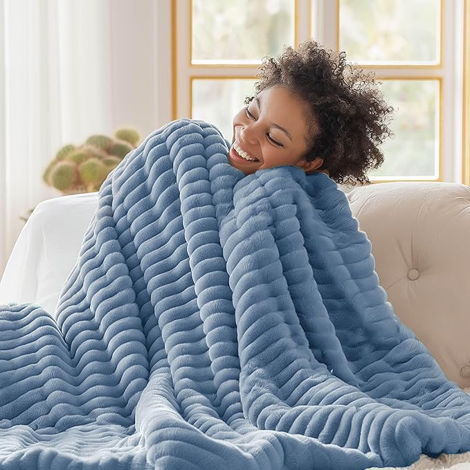 Dorm throw blanket blue minky