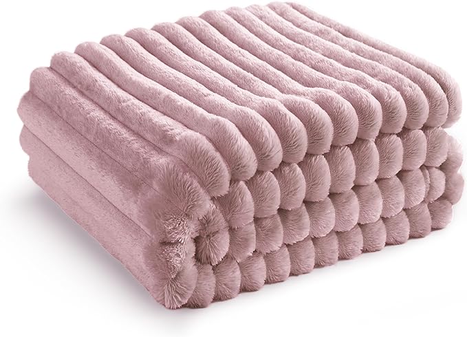 Dorm throw blanket dusty pink minky