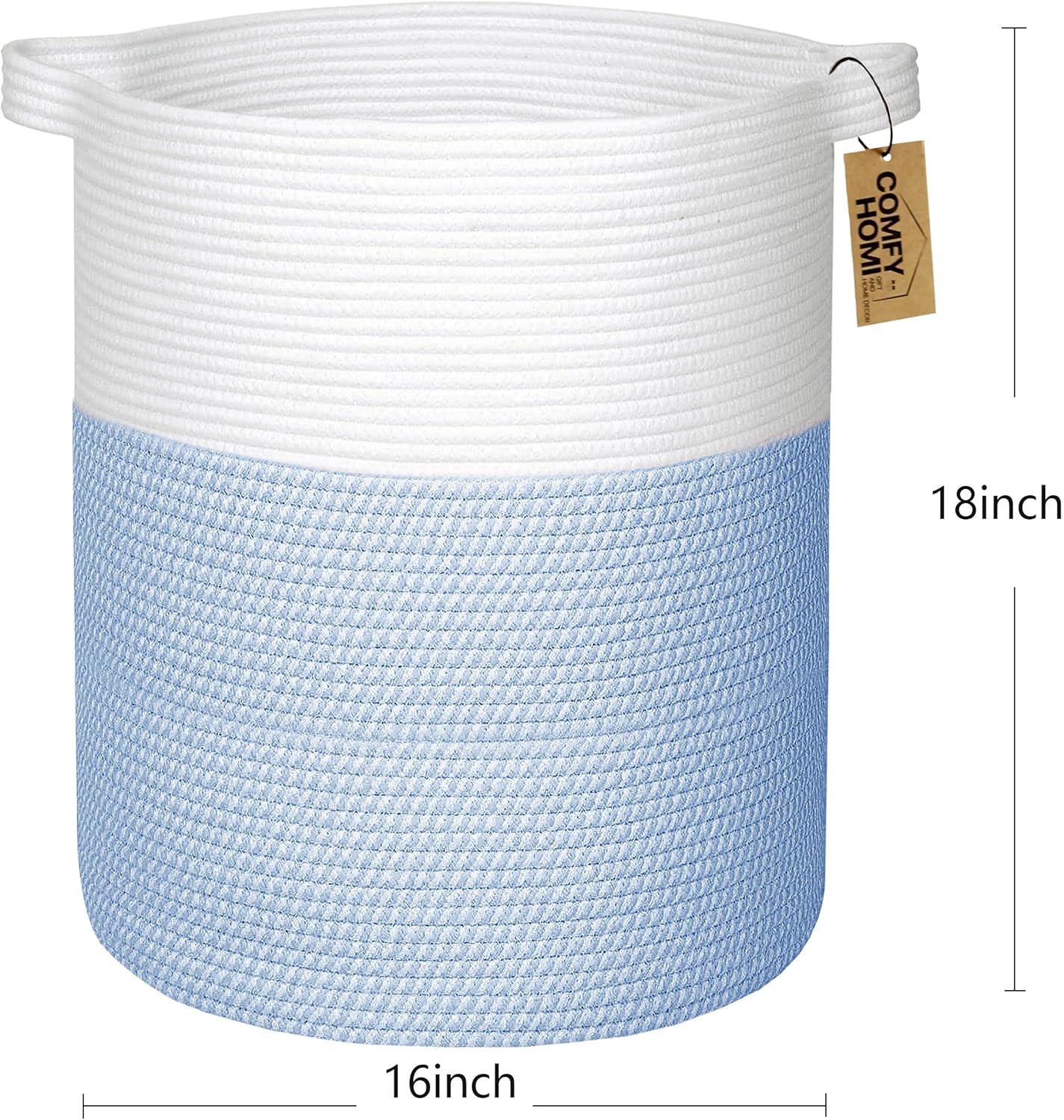 dorm laundry basket in blue with measurements