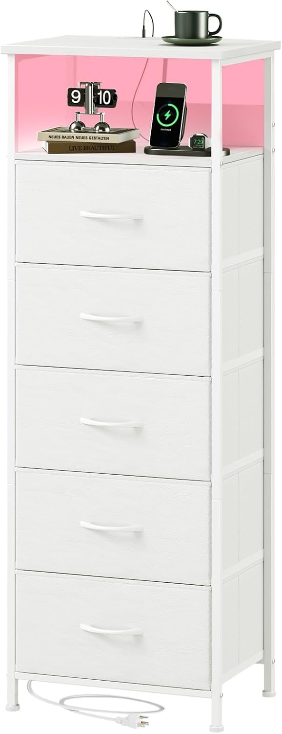Dorm 5-drawer fabric nightstand