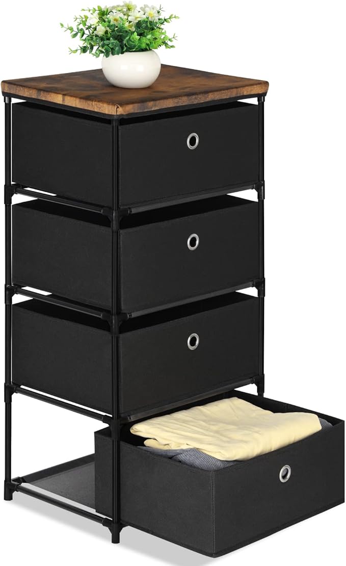 NIGHTSTAND: 4-Drawer Fabric