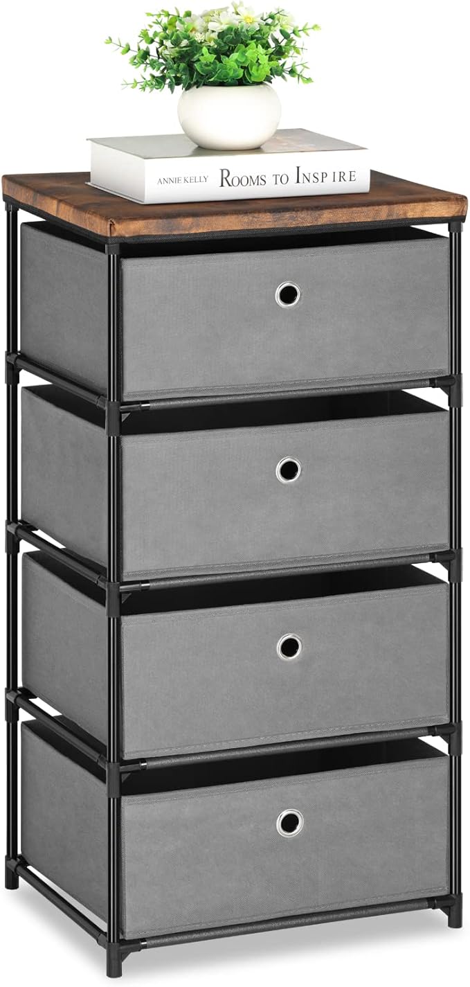 NIGHTSTAND: 4-Drawer Fabric
