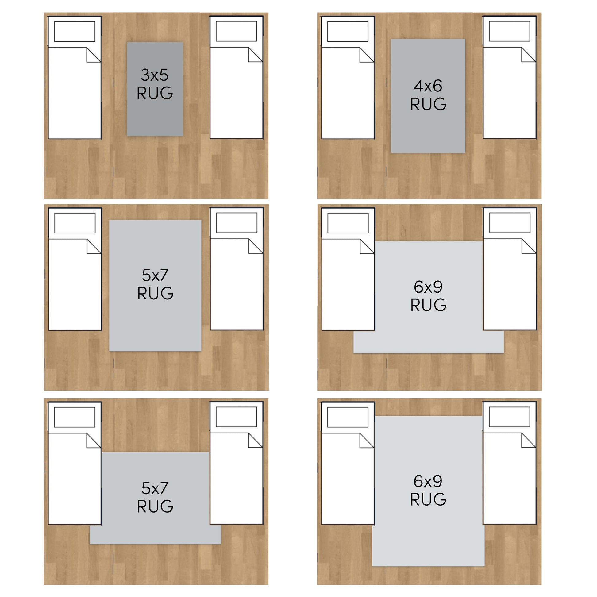 Dorm room rug layout based on 12 fit wide room