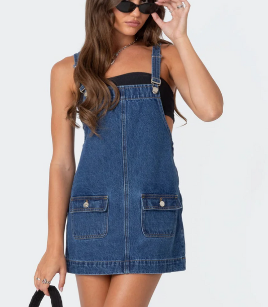 WHAT TO WEAR FOR GAME DAY: Denim Overall Dress