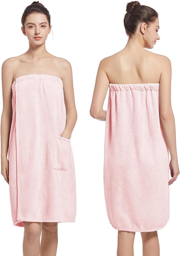 dorm towel wrap full length in light pink