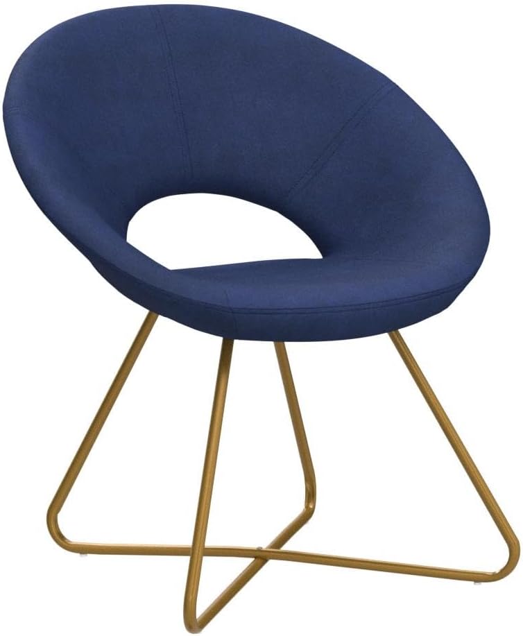 slim dorm accent chair in blue velvet