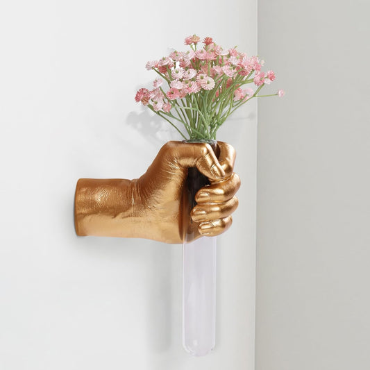 dorm wall accessories gold hand vase