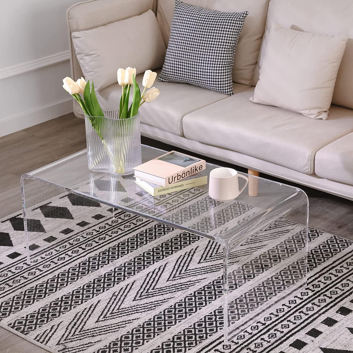 Dorm clear acrylic coffee table