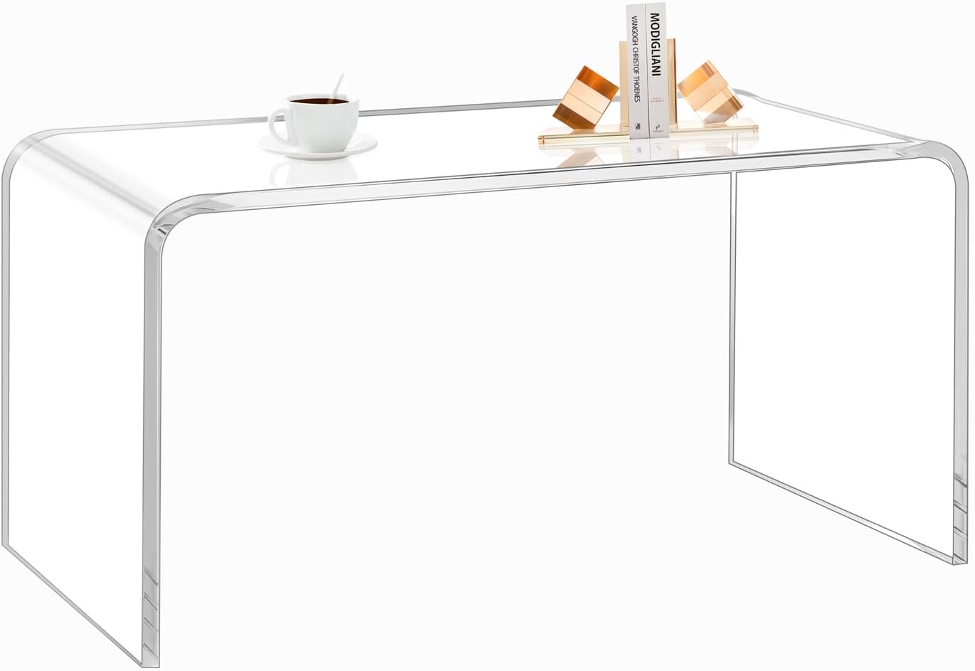Dorm clear acrylic coffee table mock up