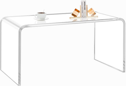 Dorm clear acrylic coffee table mock up