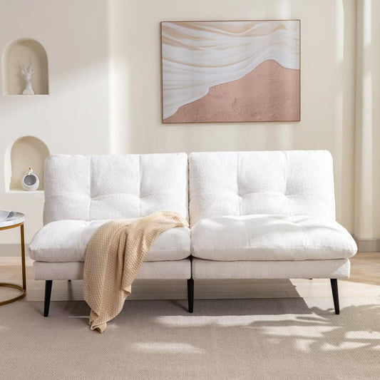 Dorm space saving sleeper tufted couch