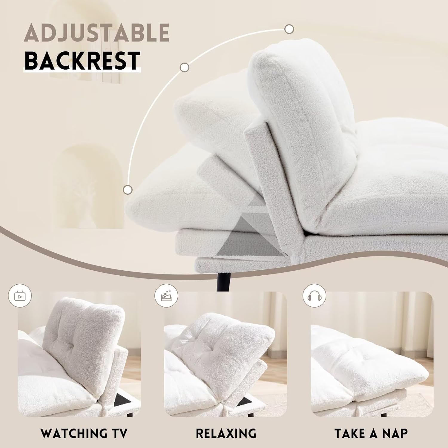 Dorm space saving sleeper tufted couch