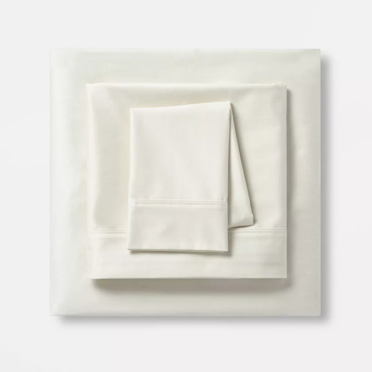 100% cotton, Target 400 thread count, sateen twin xl dorm sheets in cream