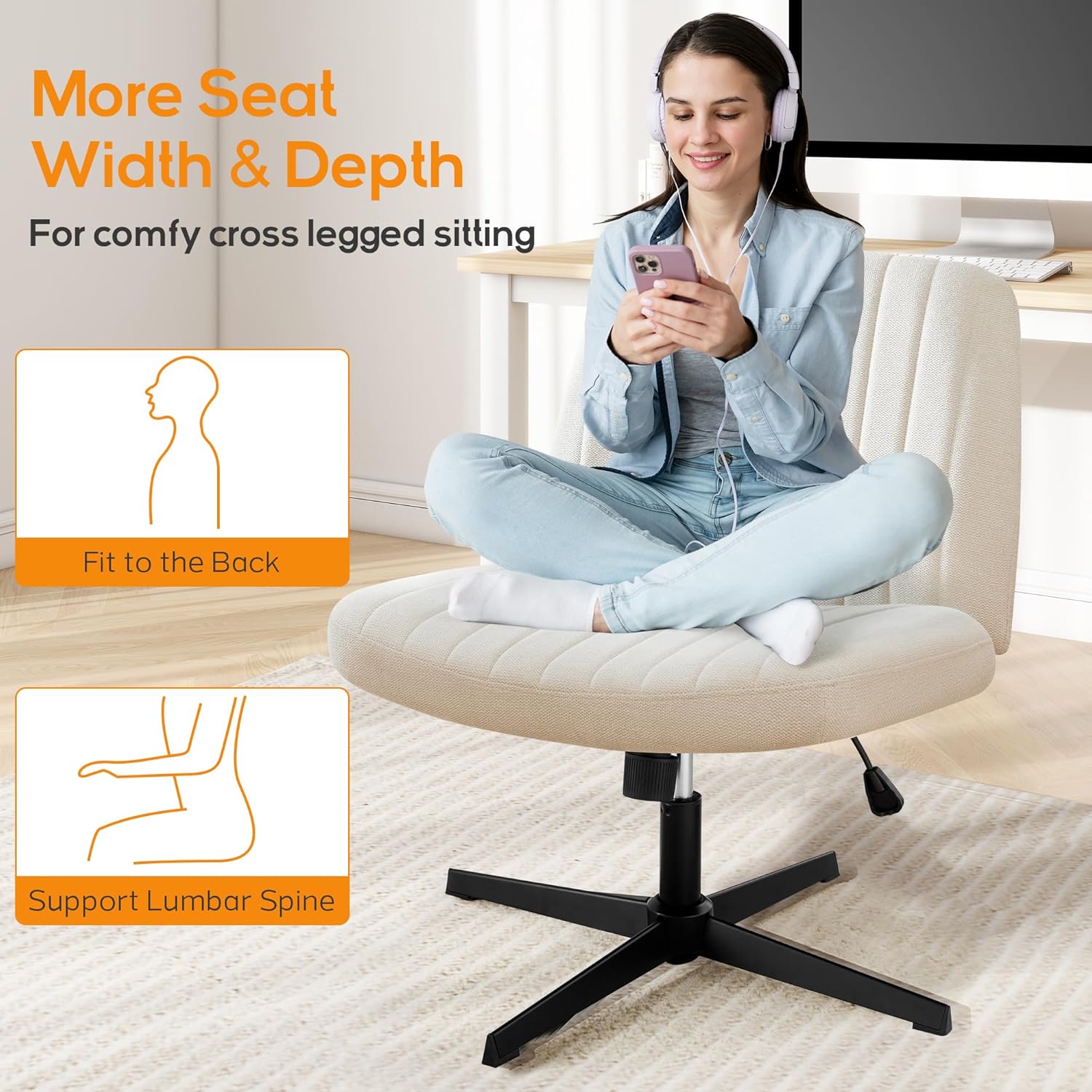 Dorm criss cross desk chair details