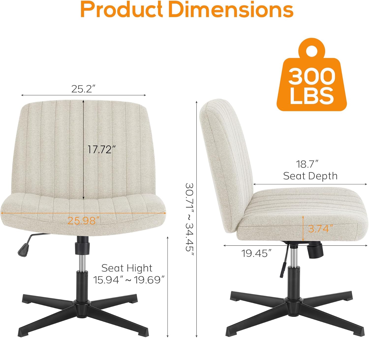 Dorm criss cross desk chair in ivory