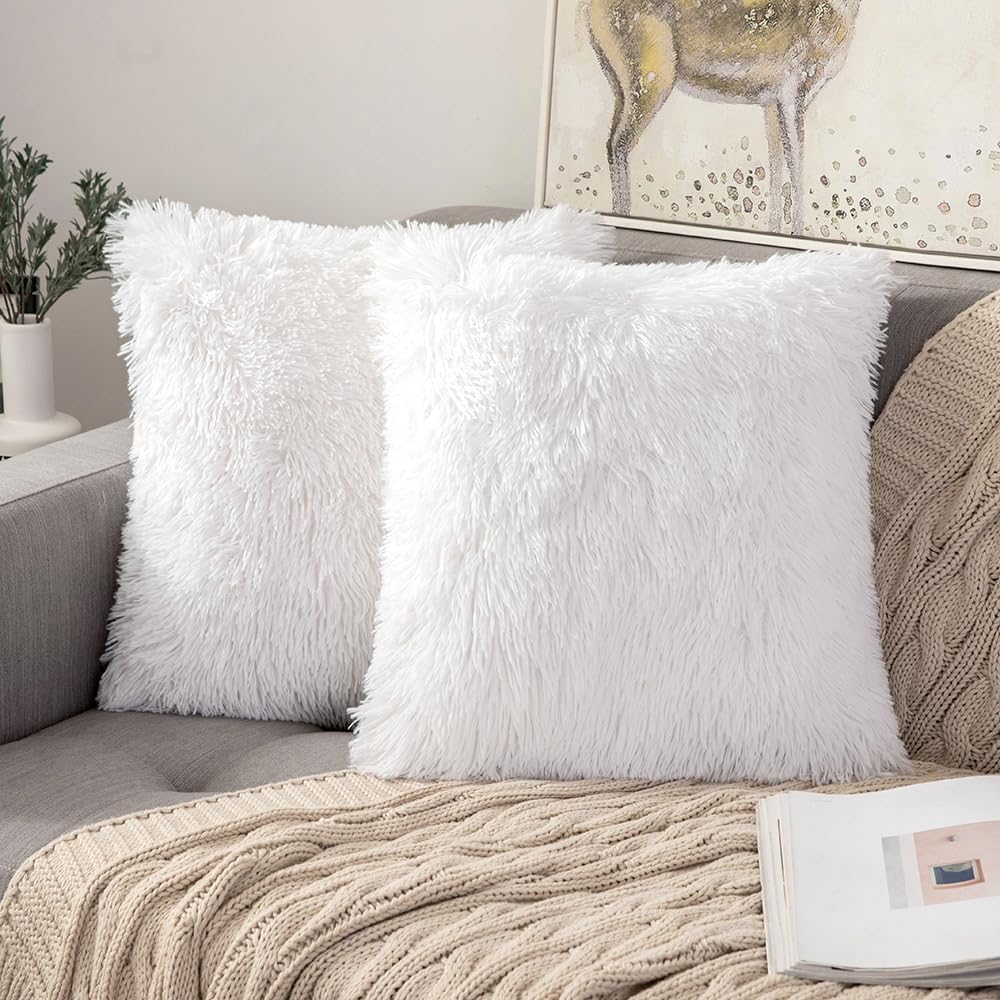 Dorm throw pillow furry white
