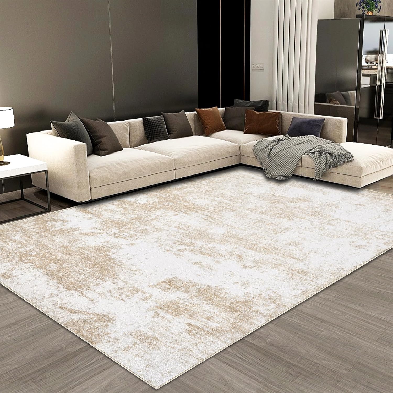 Dorm gold and ivory rug