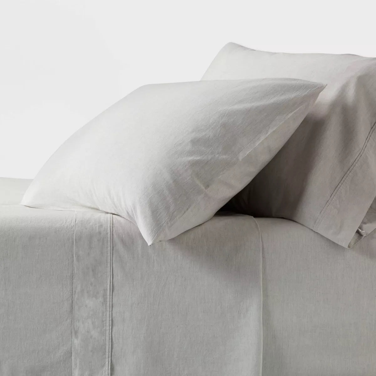 100% cotton percale, Target 350 thread count, twin xl dorm sheets in gray chambray