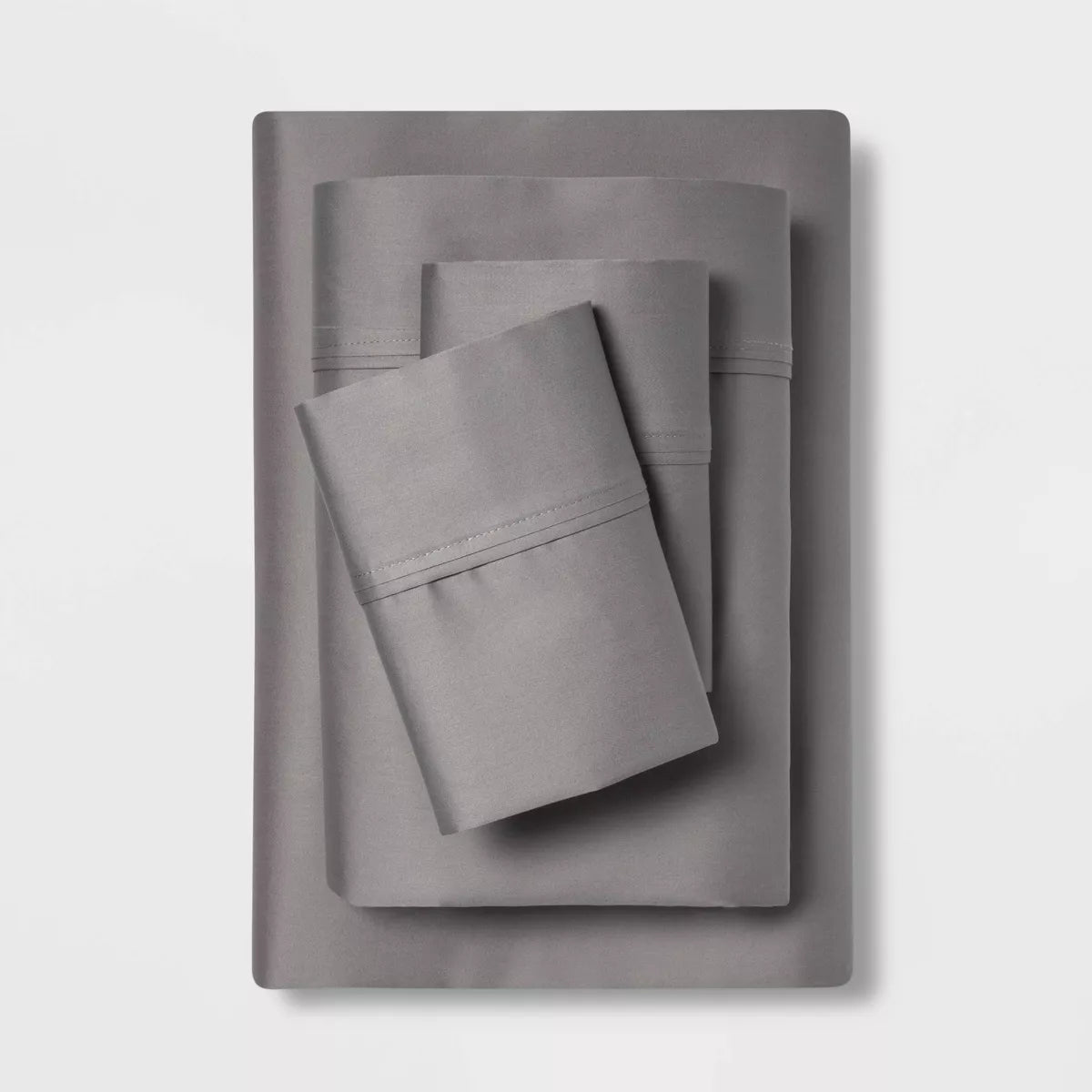 100% cotton, Target 400 thread count, sateen twin xl dorm sheets in dark gray