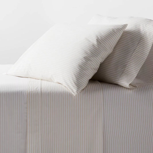 100% cotton percale, Target 350 thread count, twin xl dorm sheets in stripe