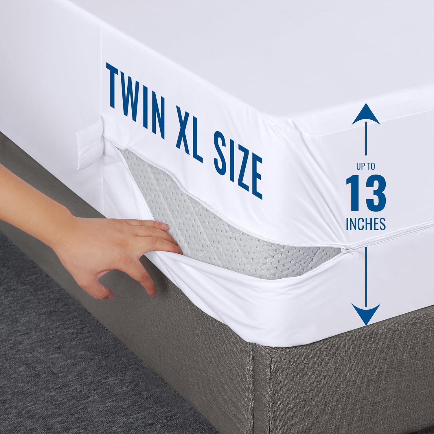 dorm, zippered, mattress protector encasement upto 13 inches
