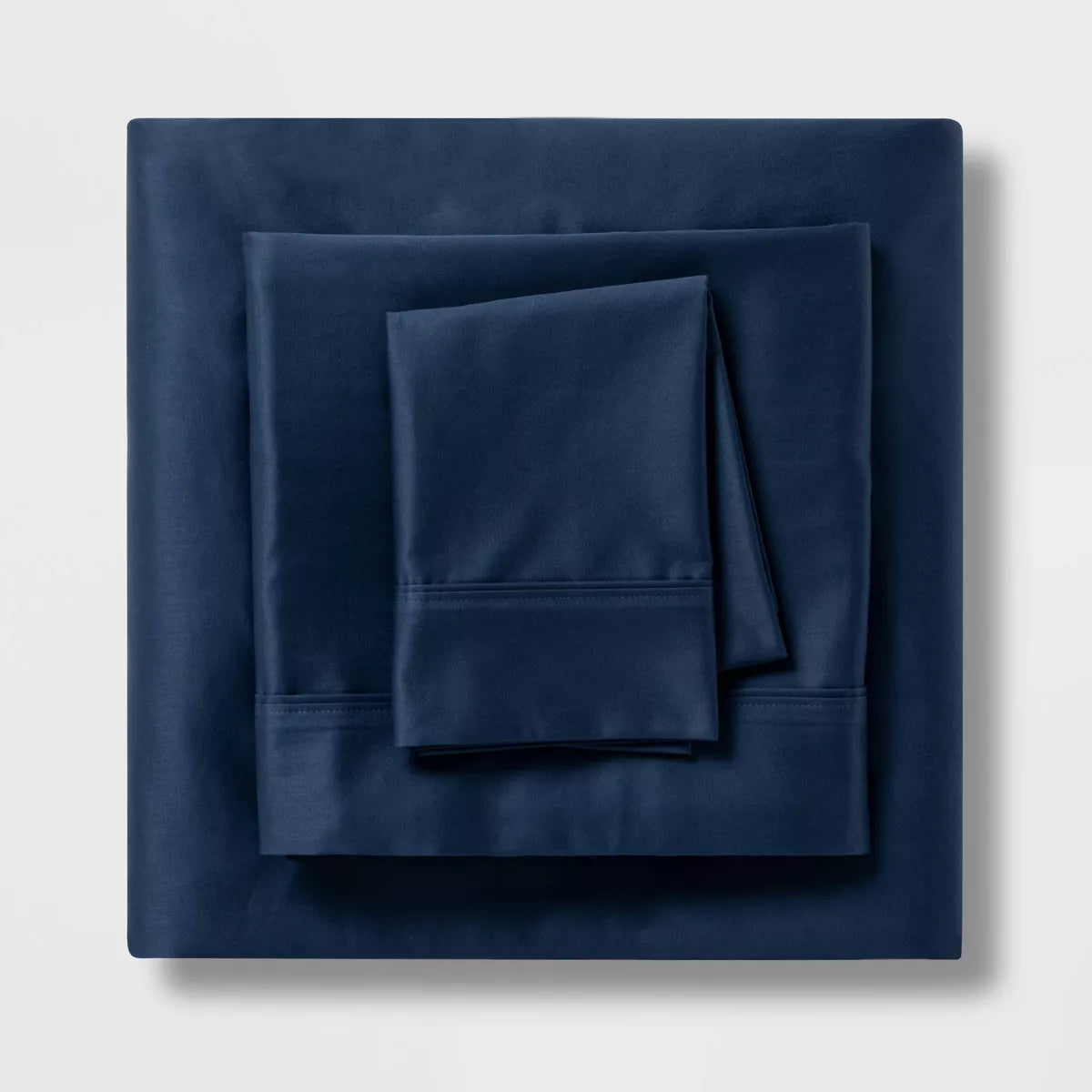 100% cotton, Target 400 thread count, sateen twin xl dorm sheets in navy