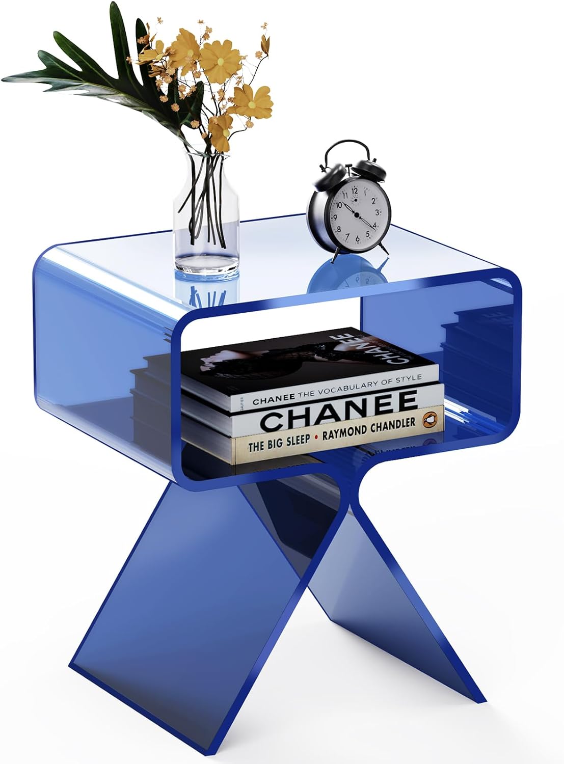 Modern dorm nightstand or side table in electric blue